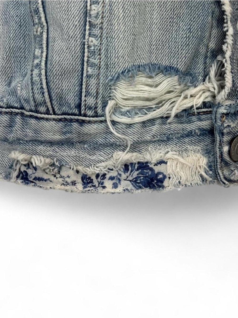 Vintage Ralph Lauren Denim & Supply Frayed Light Wash Patchwork Trucker Jacket L - Picture 7 of 9